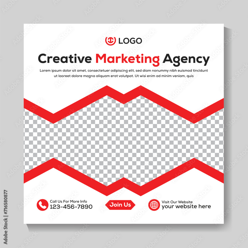 Corporate creative marketing agency social media post design modern square web banner template