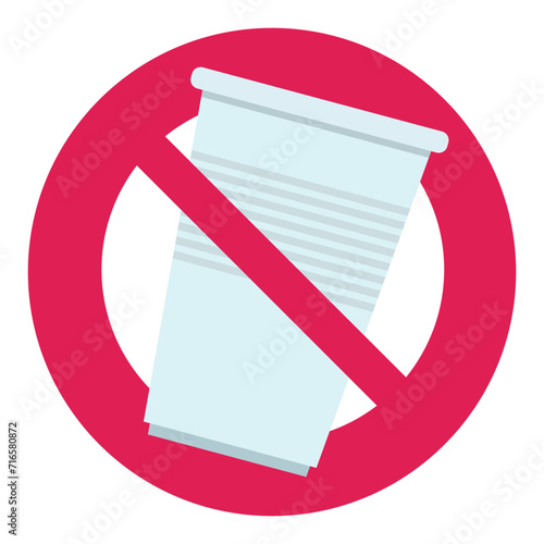 Ban on disposable plastic cups (flat design,cut out)