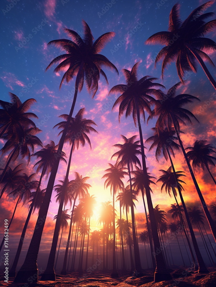 Fototapeta premium palm trees at sunset