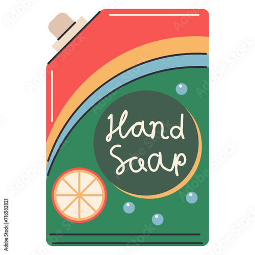 Foaming hand soap refills vector cartoon illustration isolated on a white background.