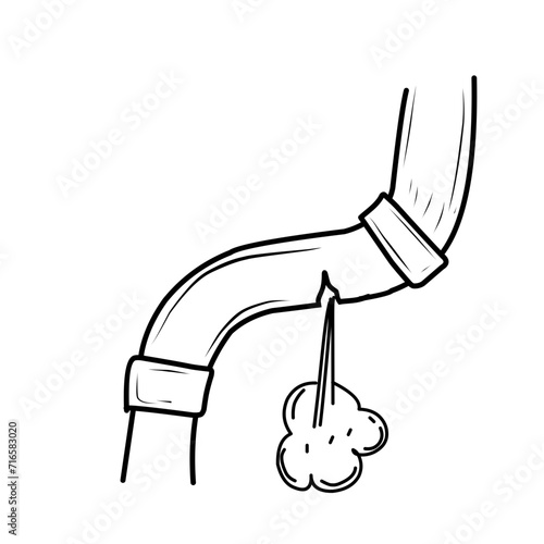 Hand Drawn Leaking Pipe Doodle 