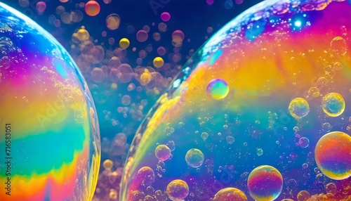 abstract background texture of iridescent paints soap bubble