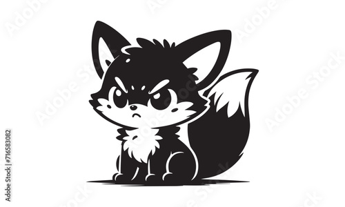 angry cartoonish fox mascot logo icon , cute fox silhouette or vector illustration