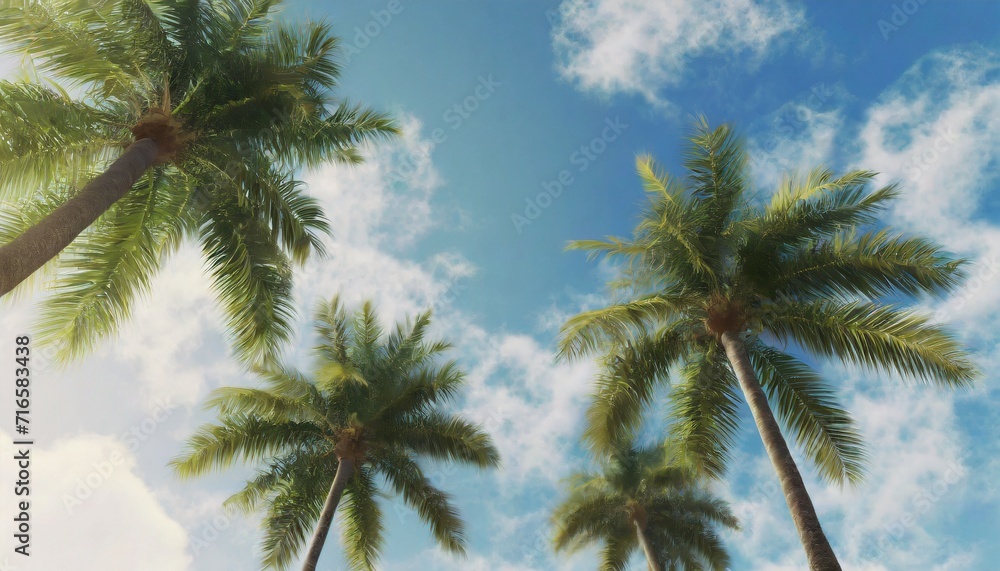 tropical palm trees and blue sky