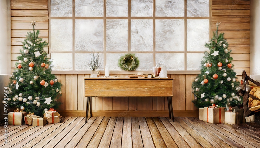 wider view of wooden desk with christmas decor at home in winter comeliness wider view of wooden desk with christmas decor at home in winter comeliness