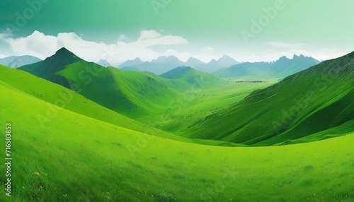 abstract green landscape wallpaper background illustration design with hills and mountains
