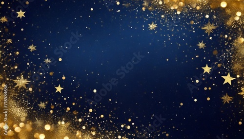 abstract navy background and gold shine stars new year christmas background with gold stars and sparkling christmas golden light shine particles bokeh on navy background gold foil texture ai