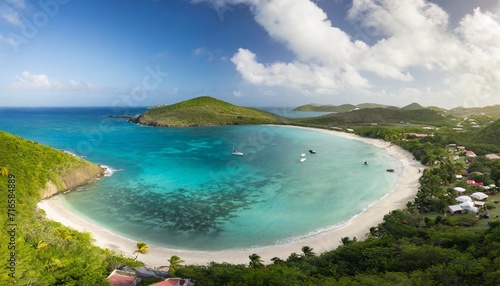 caribbean grenadines mayreau tropical island beach panoramic aerial view of salt whistle bay photo