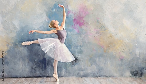 ballerina in a watercolor style on a textural background on a textural background watercolor stains with elements of shade art drawn ballerina in a pastel style wall murals in the room