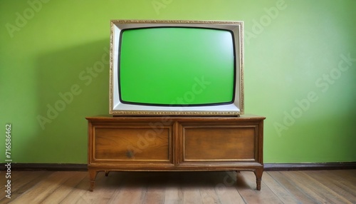 vintage green screen tv on wooden antique cabinet old design in home sony trinitron kv 21m3