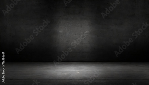 black dark and gray abstract cement wall and studio room interior texture for display products wall background room hangar parking car showroom photo