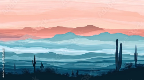 Sunrise in the Majestic Mountains in arizona in pastel color - AI Generated Abstract Art