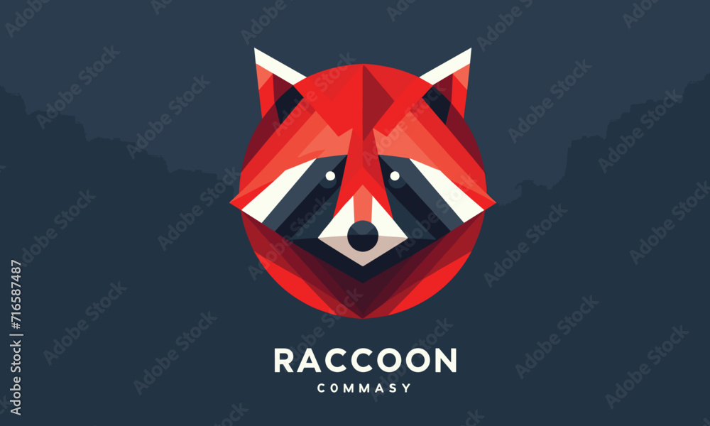 geometrical red racoon vector logo geometrical red racoon vector logo