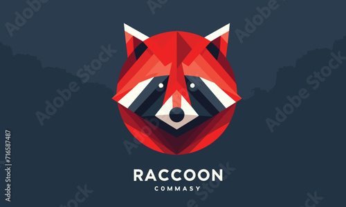 geometrical red racoon vector logo 