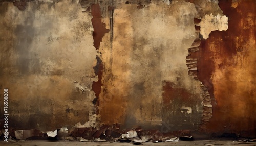 torn ripped aged paper urban street rust dirty wall surface leaking paint grunge rough background urban collage texture