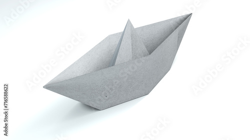 Wallpaper Mural White paper boat. Boat origami. 3D render. Torontodigital.ca