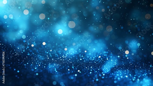 blue background with shining sparkling bokeh