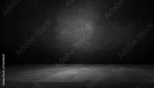 black dark and gray abstract cement wall and studio room interior texture for display products wall background