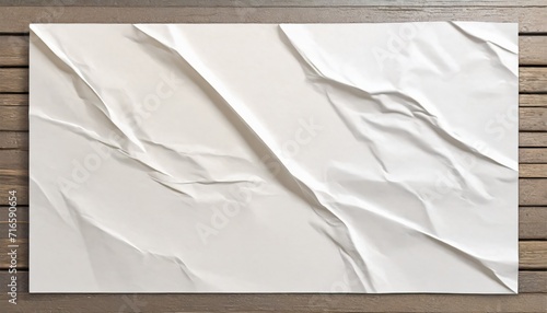 white paper wrinkled poster template blank glued creased paper sheet mockup