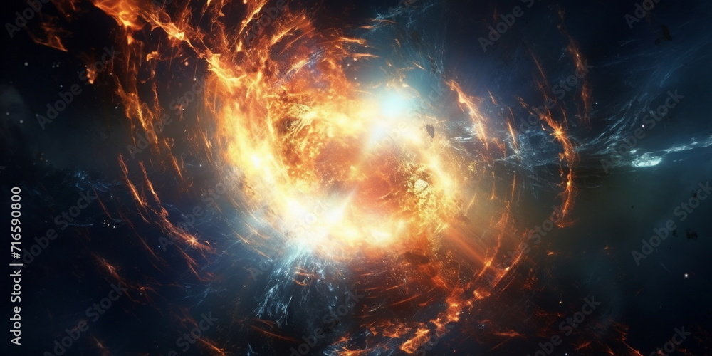 explosion of fire in space