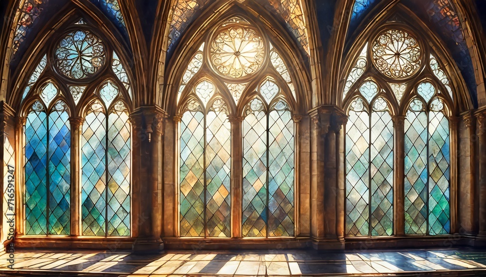 stained glass windows in the gothic style vintage drawing art picture photo wallpaper