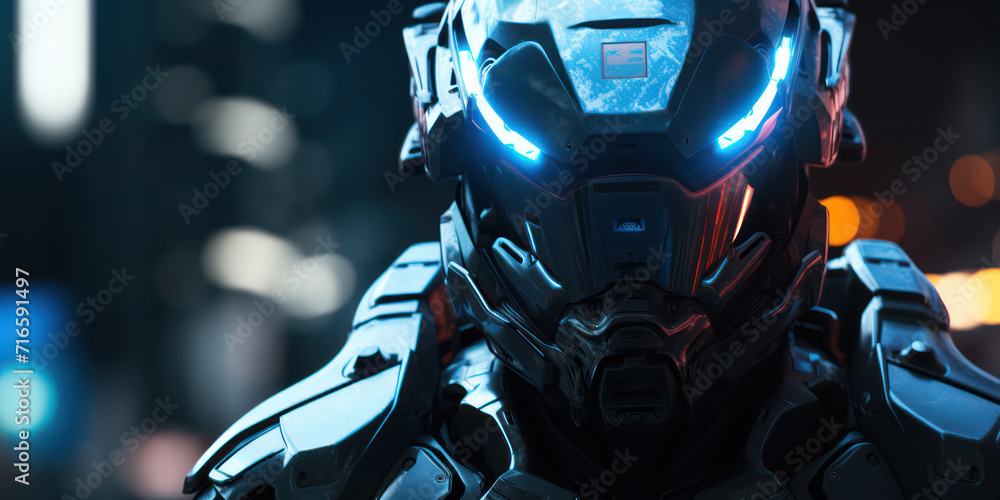 Blue Space Explorer: A Futuristic Robotic Soldier on a Mission to a Dark Alien Planet Blue Space Explorer: A Futuristic Robotic Soldier on a Mission to a Dark Alien Planet