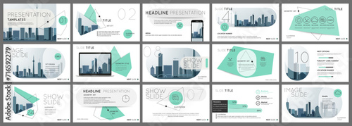 Abstract white, green slides. Brochure cover design. Fancy info banner frame. Creative set of infographic elements. Urban. Title sheet model set. Modern vector. Presentation templates, corporate.