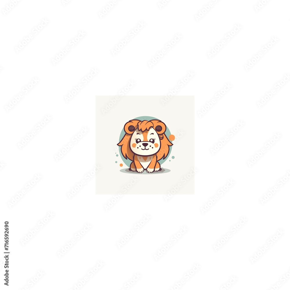 cute lion design logo