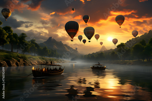 Colorful hot air balloons f...