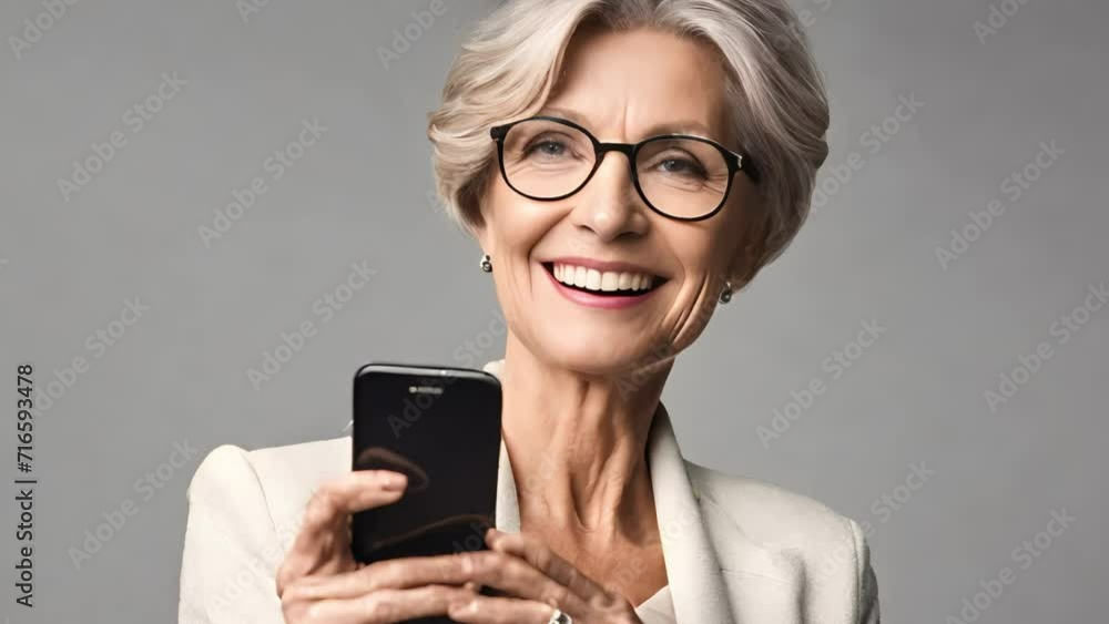 Adult business woman with phone in hand rushes to a business meeting with partners. Generative AI Adult business woman with phone in hand rushes to a business meeting with partners. Generative AI