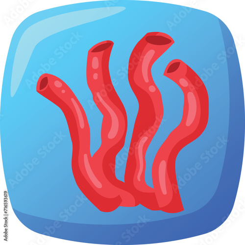 Red blood vessels in transparent block. Concept of human arterie and medicine study. Biology and anatomy vector illustration.