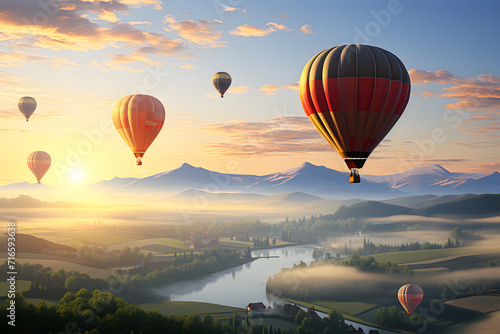 Colorful hot air balloons f...