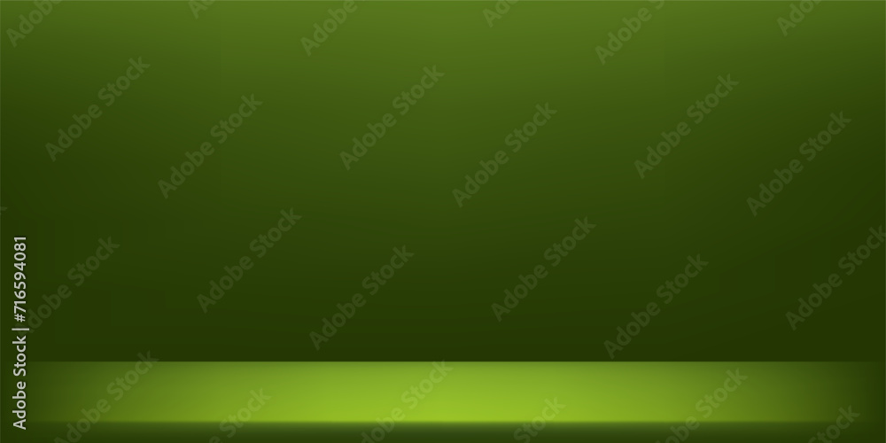 Fototapeta premium Abstract green gradient. Vector 3D Studio Green background. Minimal wall scene for mockup product display. Vector illustration.