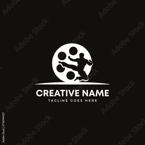 Action film logo. fighting production company logo. fight shoot company logo, fighting on film logo