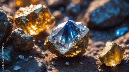 Gemstones, gems, minerals, gems in nature and white