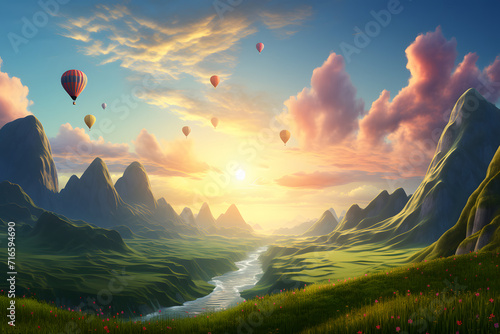 Colorful hot air balloons f...