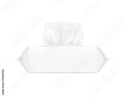 Realistic wet wipes bag mockup. Vector illustration isolated on white background. Great for your product presentation. EPS10.	