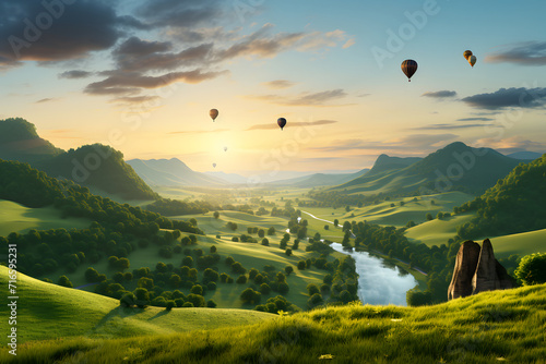 Colorful hot air balloons f...