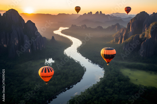 Colorful hot air balloons f...