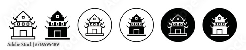 buddhist temple icon sign set in outline style graphics design © Bapasitaram
