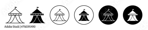 circus tent icon sign set in outline style graphics design