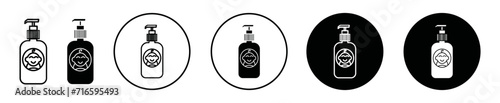 baby shampoo container icon sign set in outline style graphics design