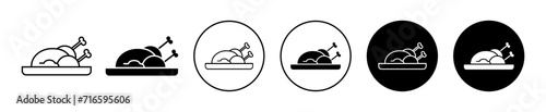 pecking duck food icon sign set in outline style graphics design