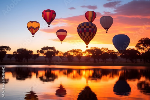 Colorful hot air balloons f...
