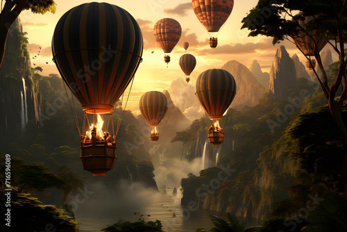 Colorful hot air balloons f...