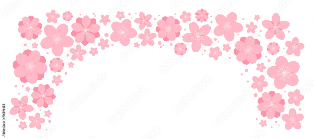 Spring flowers, blossoms, blooms, floral frame. Rectangular border with copy space on transparent background. Flat style vector illustration. Abstract geometric design. Concept seasonal banner