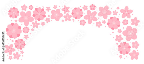 Spring flowers, blossoms, blooms, floral frame. Rectangular border with copy space on transparent background. Flat style vector illustration. Abstract geometric design. Concept seasonal banner
