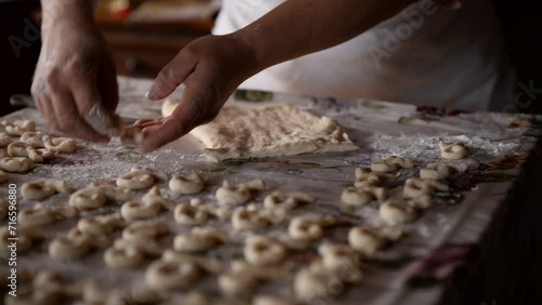 The Christian feast of the 40 Martyrs of Sebastia celebrated on March 9. Homemade dough placed in forms ready to be cooked photo