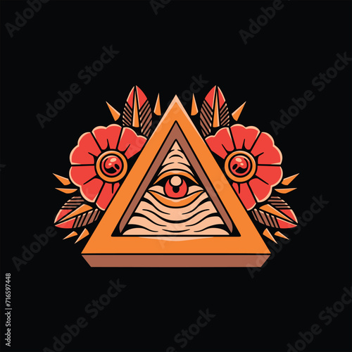 one eye tattoo vector design