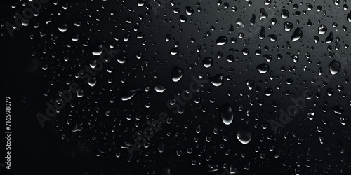  Black wet background raindrops for overlaying on window concept of autumn weather background Water droplets on black background for wallpaper. 